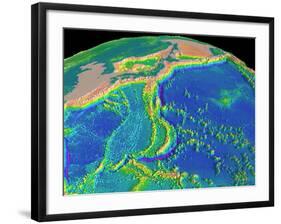 Mariana Trench Sea Floor Topography-us Geological Survey-Framed Photographic Print