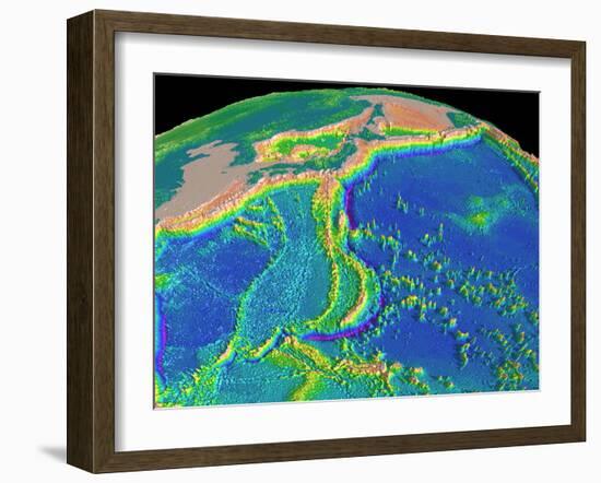 Mariana Trench Sea Floor Topography-us Geological Survey-Framed Photographic Print