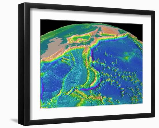 Mariana Trench Sea Floor Topography-us Geological Survey-Framed Photographic Print