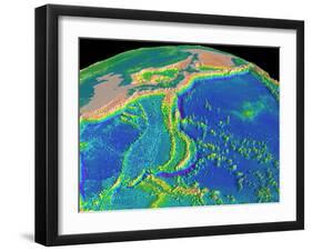 Mariana Trench Sea Floor Topography-us Geological Survey-Framed Photographic Print