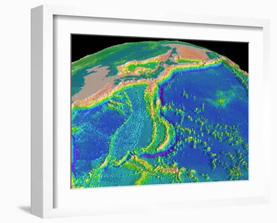 Mariana Trench Sea Floor Topography-us Geological Survey-Framed Photographic Print