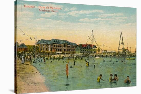 Marianao Bathing Beach, Havana, Cuba, C1910-null-Stretched Canvas