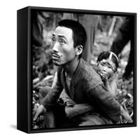 Marianas Island Father with Child After Capture by Americans During Battle Between US and Japanese-W^ Eugene Smith-Framed Stretched Canvas