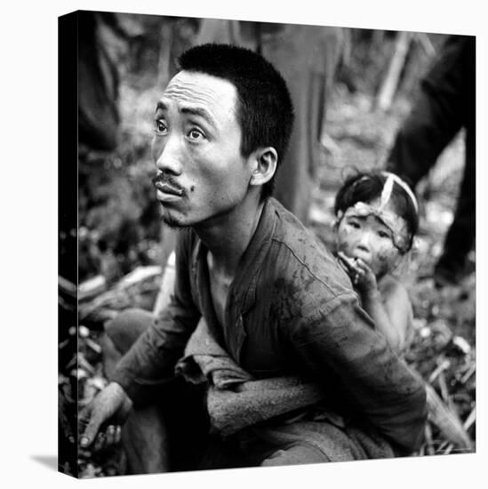 Marianas Island Father with Child After Capture by Americans During Battle Between US and Japanese-W^ Eugene Smith-Stretched Canvas