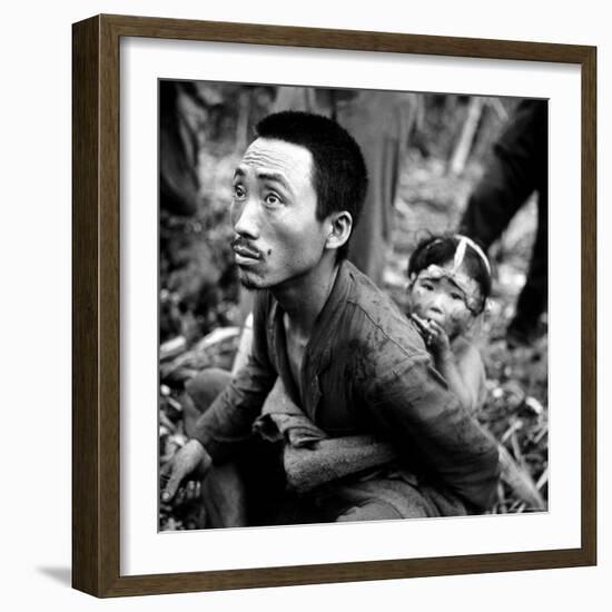 Marianas Island Father with Child After Capture by Americans During Battle Between US and Japanese-W^ Eugene Smith-Framed Photographic Print