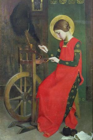 St. Elizabeth of Hungary Spinning Wool for the Poor, C. 1895