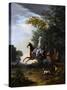 Marie-Antoinette (1755-179) Hunting with Dogs-Louis-Auguste Brun de Versoix-Stretched Canvas