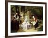 Marie Antoinette and Louis XVI in the Tuileries Garden with Madame Lambale, 1857-Joseph Caraud-Framed Giclee Print