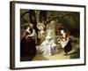 Marie Antoinette and Louis XVI in the Tuileries Garden with Madame Lambale, 1857-Joseph Caraud-Framed Giclee Print