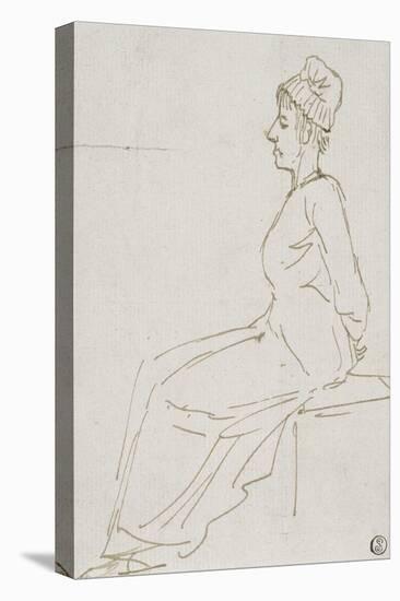 Marie-Antoinette conduite au supplice le 16 octobre 1793 avec notes manuscrites.-Jacques-Louis David-Stretched Canvas