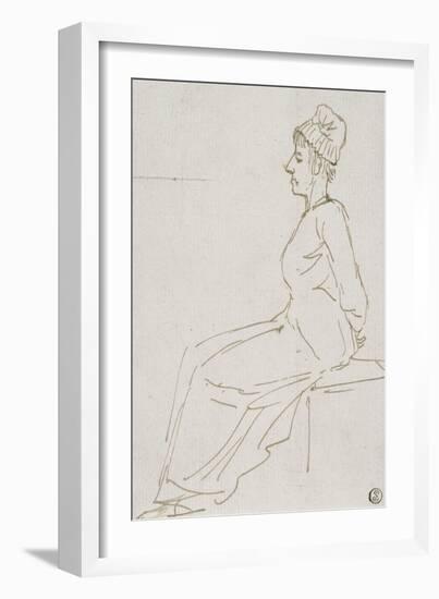 Marie-Antoinette conduite au supplice le 16 octobre 1793 avec notes manuscrites.-Jacques-Louis David-Framed Giclee Print