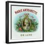 Marie Antoinette De Luxe Brand Cigar Box Label-Lantern Press-Framed Art Print