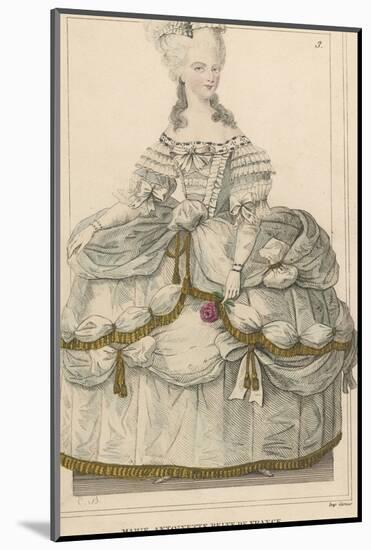 Marie Antoinette in Extravagant Dress and Holding a Rose-null-Mounted Photographic Print