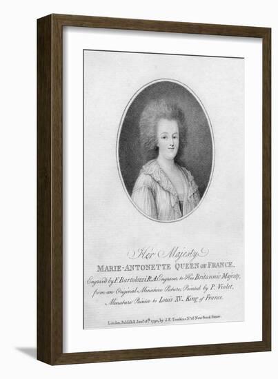 Marie Antoinette, Queen Consort of Louis XVI of France, 1790-Francesco Bartolozzi-Framed Giclee Print