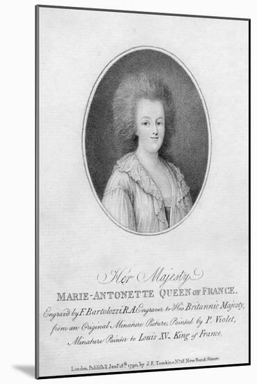 Marie Antoinette, Queen Consort of Louis XVI of France, 1790-Francesco Bartolozzi-Mounted Giclee Print