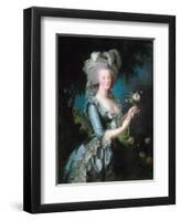 Marie-Antoinette with a Rose-Elisabeth Vigee-Lebrun-Framed Giclee Print