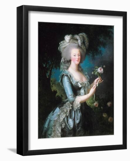 Marie-Antoinette with a Rose-Elisabeth Vigee-Lebrun-Framed Giclee Print