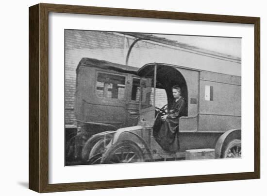 Marie Curie, Polish-Born French Physicist, Driving a Car Converted into a Radiological Unit, 1914-null-Framed Giclee Print