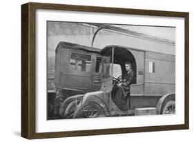 Marie Curie, Polish-Born French Physicist, Driving a Car Converted into a Radiological Unit, 1914-null-Framed Giclee Print