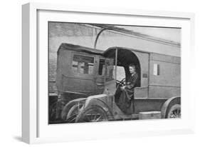 Marie Curie, Polish-Born French Physicist, Driving a Car Converted into a Radiological Unit, 1914-null-Framed Giclee Print