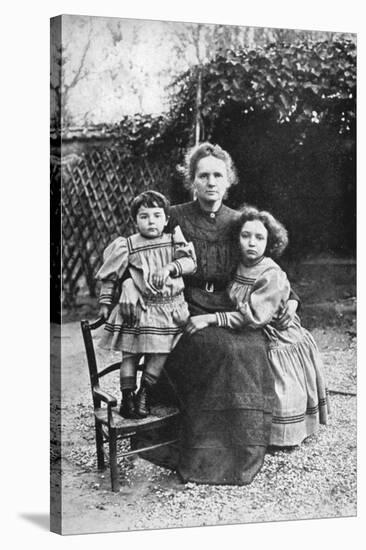 Marie Curie, Polish-Born French Physicist, with Her Daughters Eve and Irene, 1908-null-Stretched Canvas