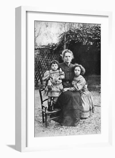 Marie Curie, Polish-Born French Physicist, with Her Daughters Eve and Irene, 1908-null-Framed Giclee Print