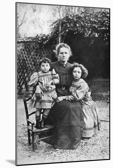 Marie Curie, Polish-Born French Physicist, with Her Daughters Eve and Irene, 1908-null-Mounted Giclee Print