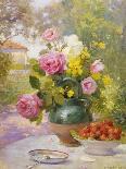 Still Life of Summer Flowers and Fruit-Marie Felix Lucas-Stretched Canvas