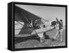 Marie Goerke Sitting in the Plane While the Instructor Kenny Garofalo Stops the Propellor-Bernard Hoffman-Framed Stretched Canvas