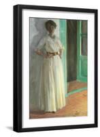 Marie Kroyer - Full Length Portrait - Evening with Lamplight on the Terrace-Peter Severin Kroyer-Framed Giclee Print