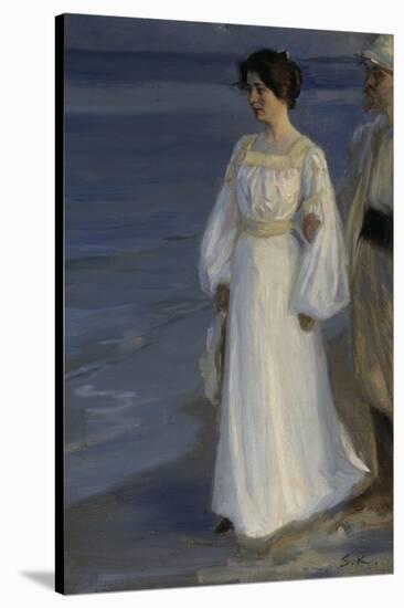 Marie Kroyer on the Beach-Peder Severin Kröyer-Stretched Canvas