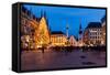 Marienplatz in the Evening, Munich, Bavaria, Germany-anshar-Framed Stretched Canvas