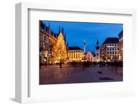 Marienplatz in the Evening, Munich, Bavaria, Germany-anshar-Framed Photographic Print