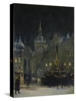 Marienplatz (Mary's Square) in Munich During a Winter Night, 1890-Johann Friedrich Hennings-Stretched Canvas