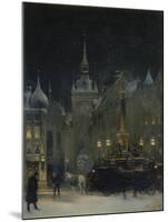 Marienplatz (Mary's Square) in Munich During a Winter Night, 1890-Johann Friedrich Hennings-Mounted Giclee Print