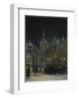 Marienplatz (Mary's Square) in Munich During a Winter Night, 1890-Johann Friedrich Hennings-Framed Giclee Print