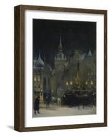 Marienplatz (Mary's Square) in Munich During a Winter Night, 1890-Johann Friedrich Hennings-Framed Giclee Print