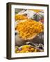 Marigolds Tied Up in Sacking Ready for Sale, Flower Market, Bari Chaupar, Jaipur, Rajasthan-Annie Owen-Framed Photographic Print