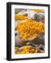 Marigolds Tied Up in Sacking Ready for Sale, Flower Market, Bari Chaupar, Jaipur, Rajasthan-Annie Owen-Framed Photographic Print