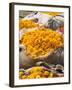 Marigolds Tied Up in Sacking Ready for Sale, Flower Market, Bari Chaupar, Jaipur, Rajasthan-Annie Owen-Framed Photographic Print