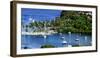 Marigot Bay, St. Lucia, Caribbean. marina, boats, palm trees, cove-Jolly Sienda-Framed Photographic Print