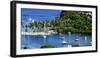 Marigot Bay, St. Lucia, Caribbean. marina, boats, palm trees, cove-Jolly Sienda-Framed Photographic Print