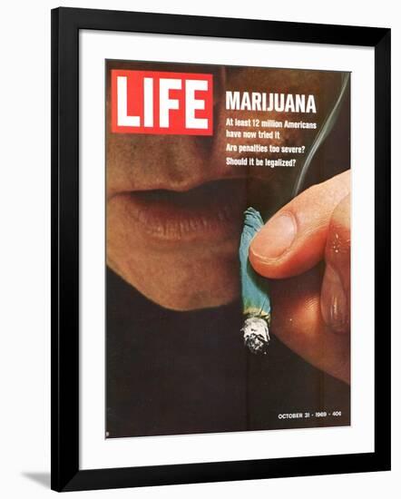 Marijuana, Man with Joint by his Mouth, October 31, 1969-Co Rentmeester-Framed Photographic Print