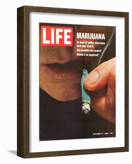 Marijuana, Man with Joint by his Mouth, October 31, 1969-Co Rentmeester-Framed Photographic Print