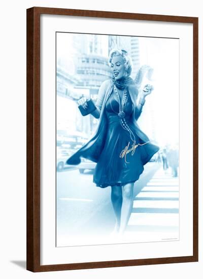 Marilyn in the City Blue-JJ Brando-Framed Art Print