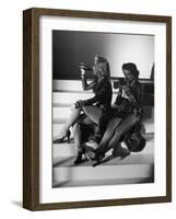 Marilyn Monroe and Jane Russell During a Break While Filming "Gentlemen Prefer Blondes"-Ed Clark-Framed Premium Photographic Print