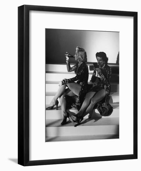 Marilyn Monroe and Jane Russell During a Break While Filming "Gentlemen Prefer Blondes"-Ed Clark-Framed Premium Photographic Print