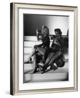 Marilyn Monroe and Jane Russell During a Break While Filming "Gentlemen Prefer Blondes"-Ed Clark-Framed Premium Photographic Print