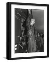 Marilyn Monroe Arriving by Helicopter at a U.S. Military Base in Korea-null-Framed Photo