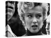 Marilyn Monroe Face Reporters After Announcement Divorce From Baseball Great Joe DiMaggio-George Silk-Stretched Canvas